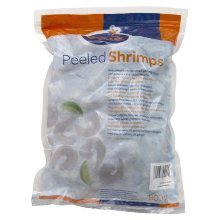 Vannamei shrimps, raw, peeled, 21-25 pc/360g, 800g unit (carton 12 units)