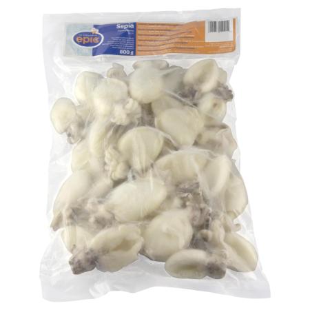 Whole cleaned cuttlefish, sepia pharaonis, u-5 pc/kg, 800g unit (carton 12 units)