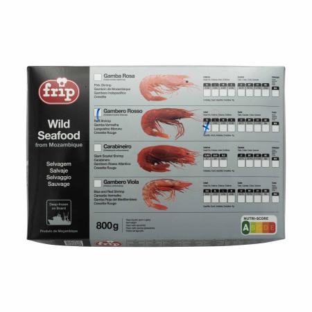 Grandes crevettes rouges, entières, 20-30 st/kg, surgelées à bord, unité 800g (carton 12 unités)