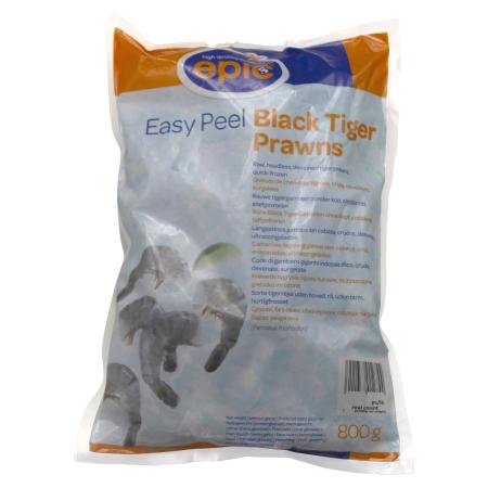 Black tiger garnaalstaarten, easy peel,  8-12 st/lb real count, 800g eenheid (karton 12 eenheden)