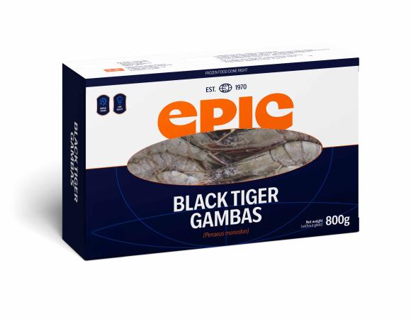Crevettes black tiger avec tête,  16-20 pc/800g, unité 800g (carton 12 unités)