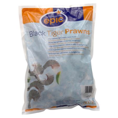 Black tiger garnaalstaarten, 16-20 st/lb real count, 800g eenheid (karton 12 eenheden)