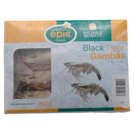 Black tiger garnalen met kop, 4-6 st/800g, 800g eenheid (karton 12 eenheden)