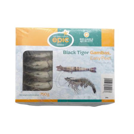 Crevettes black tiger avec tête, easy peel, 13-15 pc/750g, unité 750g (carton 12 unités)