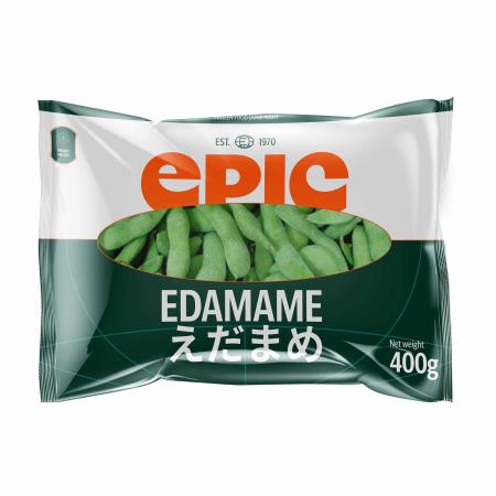Groene sojabonen edamame in peul, gekookt, zonder zout, 400g eenheid (karton 20 eenheden)