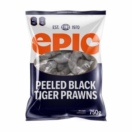 Crevettes black tiger, crues, decortiquées, 13-15 pc/340g, unité 750g (carton 12 unités)