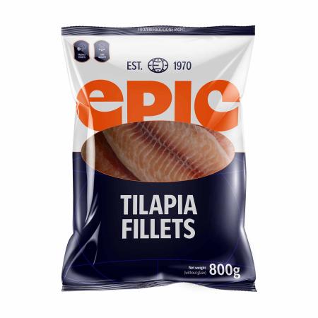 ASC Tilapia Filets, 140-200 g/st, 800g Einheit (Karton 12 Einheiten)
